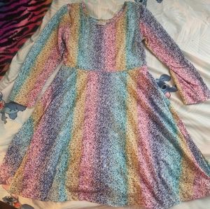 Girls Sparkling Rainbow Pastel aprint Dress
